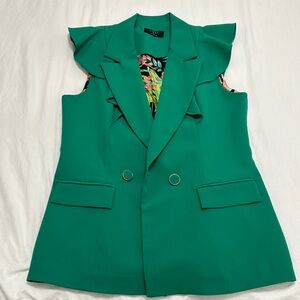 Curvy Couture Green Structured Blazer Vest